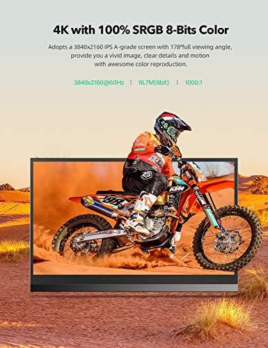 4K Portable Monitor Touchscreen, UPERFECT 14 inch 10-Point Touch Screen Auto-Rotating 3840x2160 HDR Slim Monitor, USB-C Portable Display with Type C/Mini HD/OTG for Laptop PC Phone Mac Xbox PS4 Switch