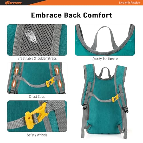 SKYSPER 15L/20L Foldable Hiking Backpack Lightweight Packable Travel Daypack with Chest Strap Small Folding Pack for Walking - Image 5