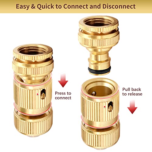 Kazaigou 6 Pack Brass Garden Hose Connector, Garden Hose Tap Connector Pipe Fittings Kit, 2 Double Male Connector - Image 3