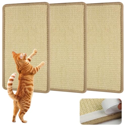 BREANIFULL Lot de 3 Planches à gratter en sisal résistantes pour Chats, 40 x 20 cm, pour protéger Les Meubles, Les canapés et Les Tapis (Beige)