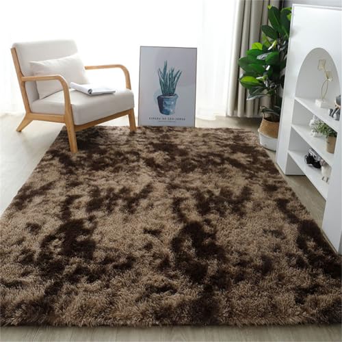Treer Alfombra de Pelo Largo para Salón, Alfombras Dormitorio Modernas, Alfombra Shaggy Pasillo Grandes Antideslizante, Esponja Alfombra área para Habitacion (160x230cm,marrón)