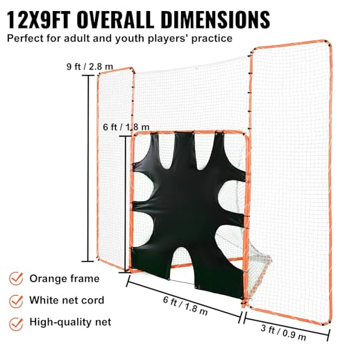 Vevor 3-IN-1 LACROSSE GOAL With Backstop And Target, 12' X 9' Lacrosse Net, Steel Frame Backyard Lacrosse Rebounder Equipment, Quick & Easy Setup Training Net, Perfect For Youth Adult Training thumb #5