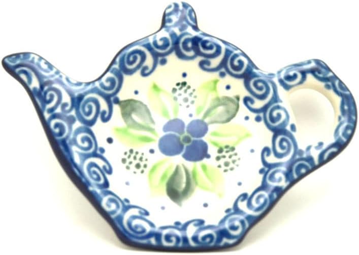 Polish Pottery Tea Bag Holder - Blue Phlox