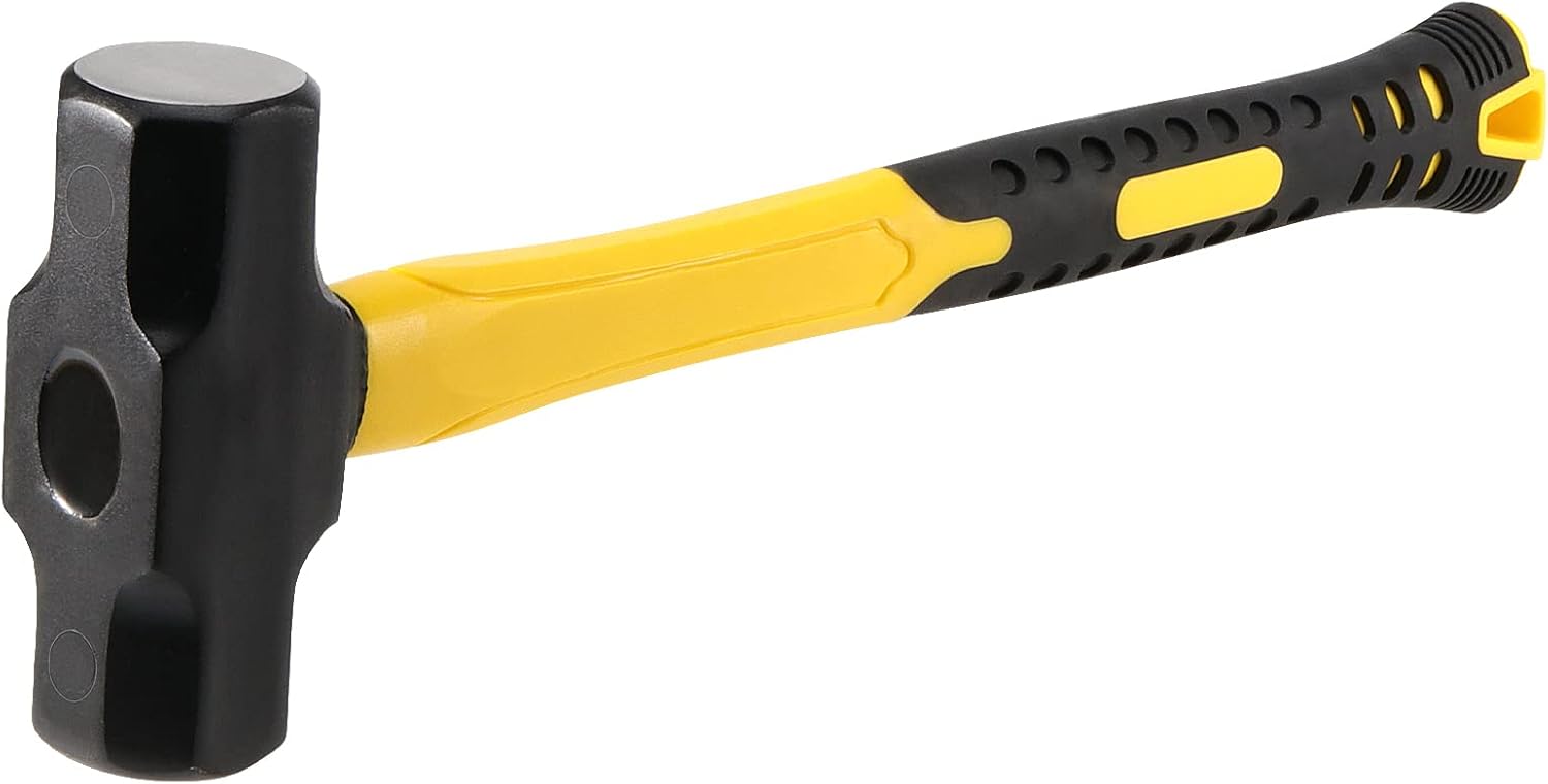 MANCHAP 2 PCS 16 Inch 4 Lbs Sledge Hammer, Mini Club Hammer with with Fiberglass Handle, 4 Pound Drilling Crack Hammer for Demolition and Construction,black yellow