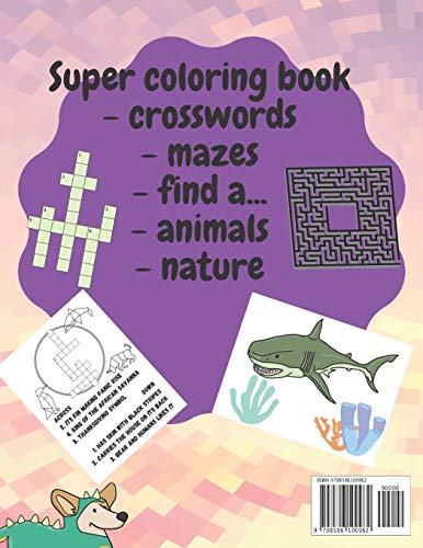 Crosswords Mazes Animals Coloring Book For Kids 5 - 10: Smart Kids | Cute Animals | Brain Training | Puzzles | Clever Kids | Master-Mind | Activity Book | image 4
