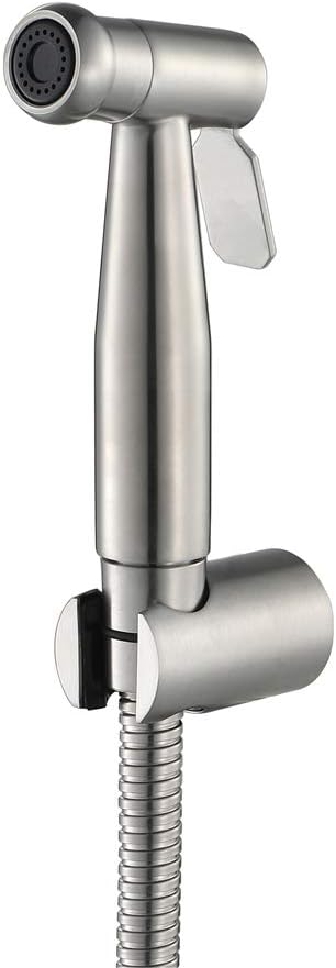 Handheld Bidet Sprayer Head Stainless Steel Portable Toilet Shower Brushed with Hose and Bracket Holder for Cleaning, Personal Hygiene, Floor