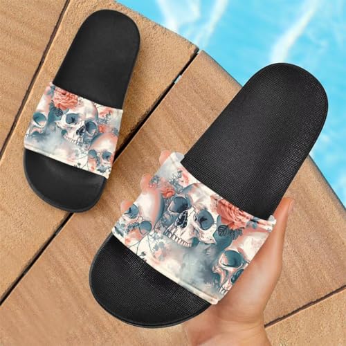 Howilath Blue Butterfly Print Summer Slide Slippers for Men Women Kid, Sunflower Colorful Tie-dye Animals House Slippers Slide Sandal Non-Slip Light Weight2