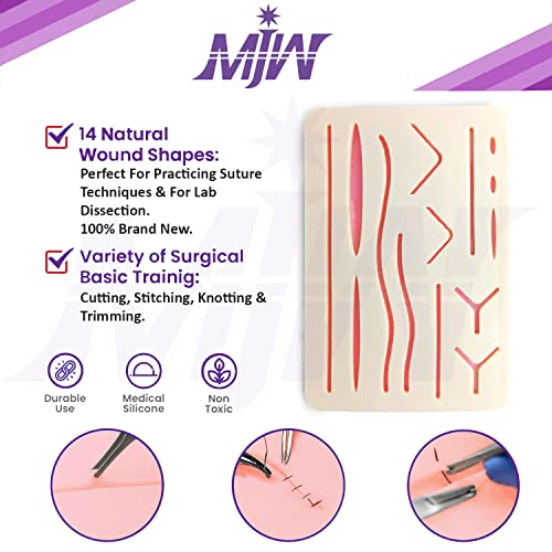 Suture practice pad Suture Übungsbrett Silikon Nahtpads 3 Schichten mit vorgeschnittenen Wunden für Medizinstudenten Tierärzte Krankenschwestern Silikon-Nahtpolster Silikon-Nähkissen