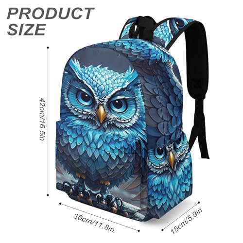 Backpack for Travel, Blue Owl Print Modern Backpack Shoulder Bag3