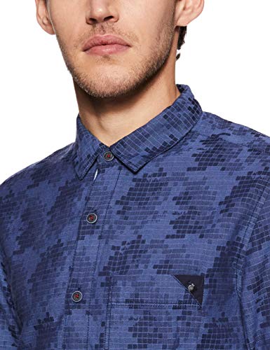 Image of Spykar Men's Slim Fit Raised Collar Full Sleeve Printed Casual Shirts