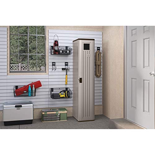 Suncast-Storage-Cabinet-Resin-Construction-for-Garage-Organization-72-Garage-Storage-Locker-with-Shelving-Platinum-Doors-Slate-Top