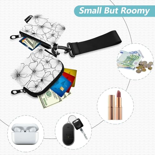 Clear Lines Bohemian Flowers Safari Women's Dual Wallets Business Card Cases Small Portable Coin Purse Change Holder with Wristlet Strap for Lady 2 Pcs de crédito para Hombre2