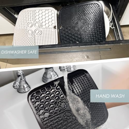 Leckmatte für Hunde, Futtermatte für Butter & Joghurt, Hundespielzeug für Baden, Training & Fellpflege (1er-Pack Schwarz, 20X20 cm)