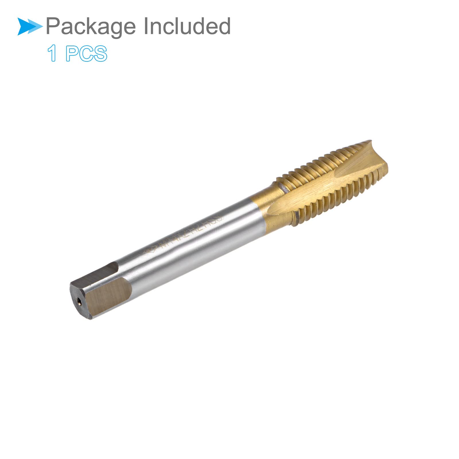 Spirale Punta Maschi, Metrico M14 x 2 Filo, Titanio Rivestito Alta Velocità Acciaio 6542 Vite Fresatura Foratura Maschio per Perforazione Macchina, 1-Pezzo