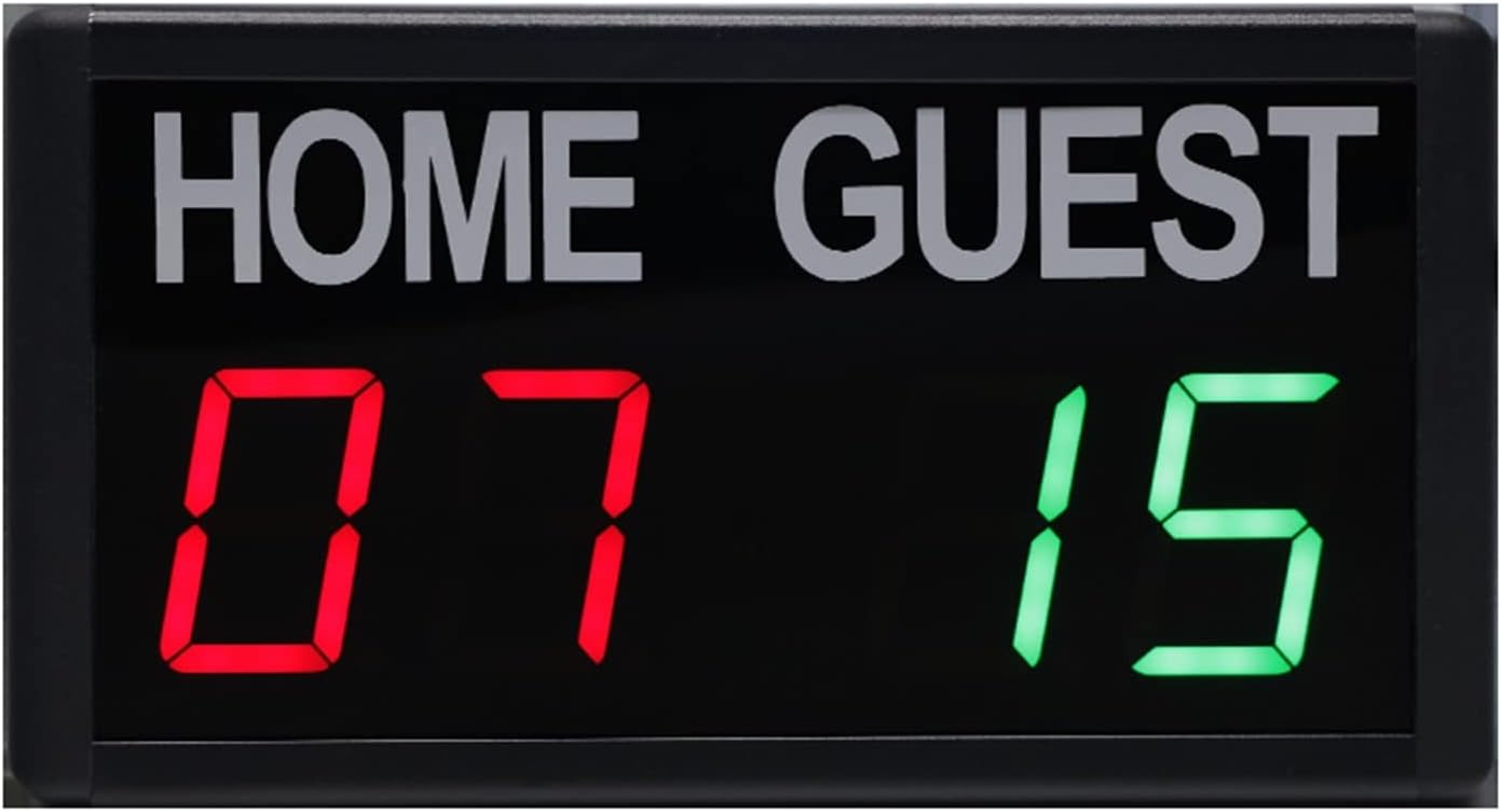 Digital Scoreboard, Powered Electronic Basketball Scoreboard with Buzzer, Portable Tabletop Digital Scoreboard with Remote, Wall-Mounted Professional Score Clock Score Ke,Remote Control-1