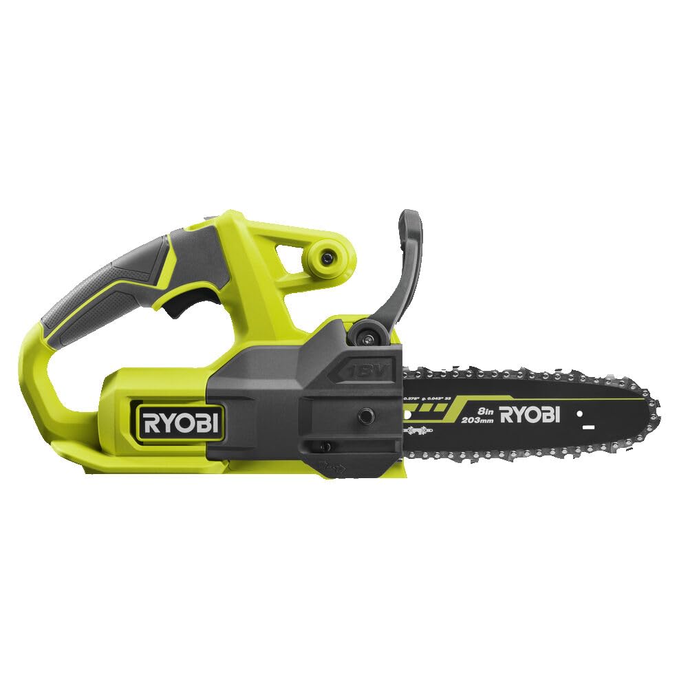 RYOBI - Tronçonneuse Sans Fil 18V ONE+ RY18CS20A-​0 – Guide 20 cm, Lubrification Auto, Démarrage Instantané – Taille Bois, Bûches et Branches – Batterie Non Incluse