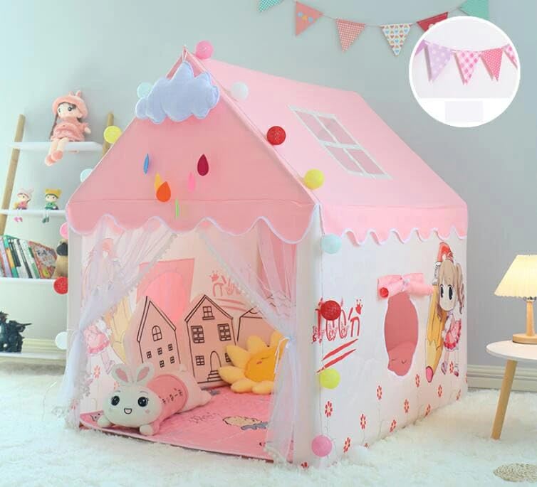 Image of Jumbo Size Light Weight Kids Play Tent House for 3-13 Year Old Kids Girls and Boys (Pink Barbee)