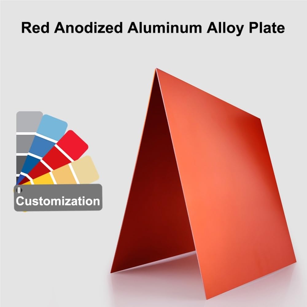 Lamiera di alluminio anodizzato, Piastre in lega di alluminio anodizzato, rosse, diverse dimensioni, confezione da 3 for torri di trasmissione di potenza, fai da te, progetti di incisione(100x100x0.8m