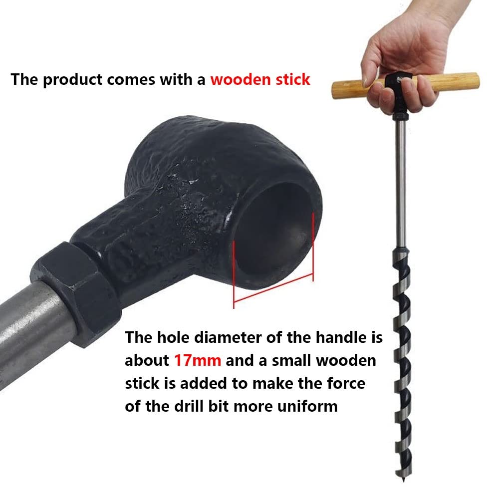 Tarière à Bois Manuelle Avec Manche En Hêtre - 8 Tailles De Mèche (de 8mm à 22mm) - Pour Survie, Camping, Construction Abri, Bricolage