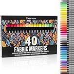 Zenacolor Fabric Pens - Set of 40 - Non Toxic, Indelible and Permanent Fabric Paint, Pens Fine Point Tip - Fine Point Textile Marker Pen