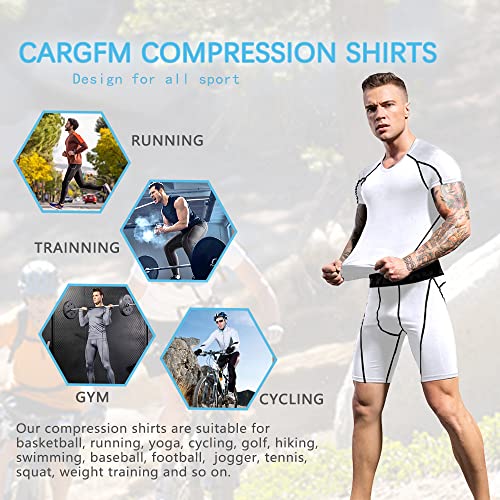 Compression Shirt Men, Short Sleeve Football Basketball Tight Baselayer Undershirts Top for Athletic Running Gym4