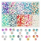 800Pcs 6MM Gradient Mermaid Imitation Pearl Beads for Craft, ABS Round Faux Pearls with Hole Filler...