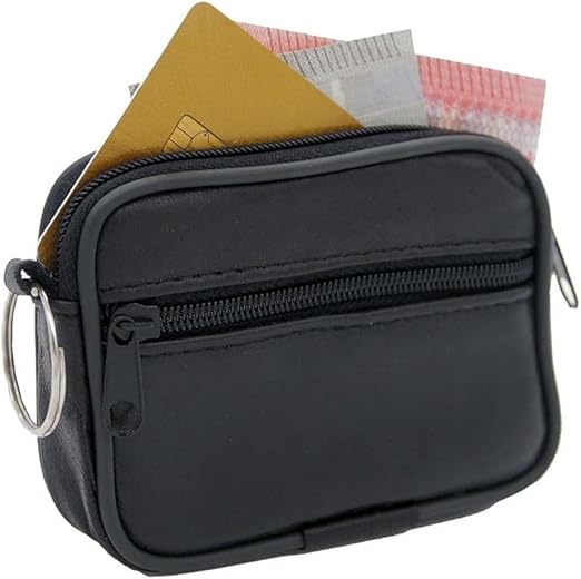 Portefeuille Homme Charmoni En Cuir Véritable – Fermeture éclair, Passant Ceinture – Compact 12,5x8,5 Cm