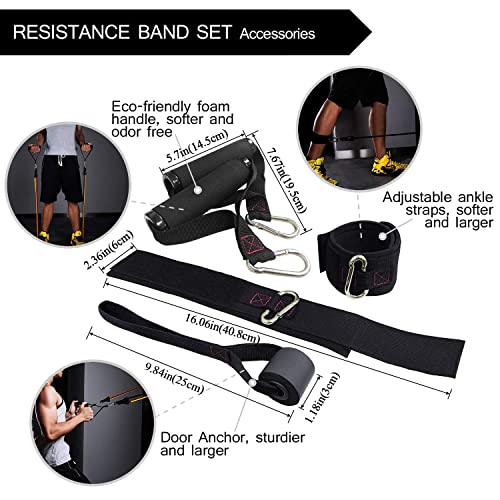 Thefitlife Exercise Resistance Bands With Handles - 5 Fitness Workout Bands Stackable Up To 110 / 150 Lbs, Training Tubes With Large Handles, Ankle Straps, Door Anchor Attachment, Carry Bag (110 Lbs) #TOP4