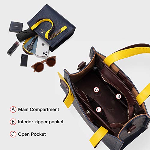 Foxer Small Satchel Handbags For Women, Genuine Leather Ladies Top-Handle Bags With Adjustable Shoulder Strap Womens Real Leather Crossbody Bags Women's Casual Mini Purses And Handbags (Dark Blue) #TOP2