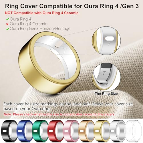 Image of Cover Compatible for Oura Ring 4 /Gen 3 Heritage /Horizon,Scratch Resistant | Charging Directly,Durable TPU Tight Elastic Ring Finger Sleeve for Workout Gym Sleeping Daily Women Men-10 Packs-Size 7