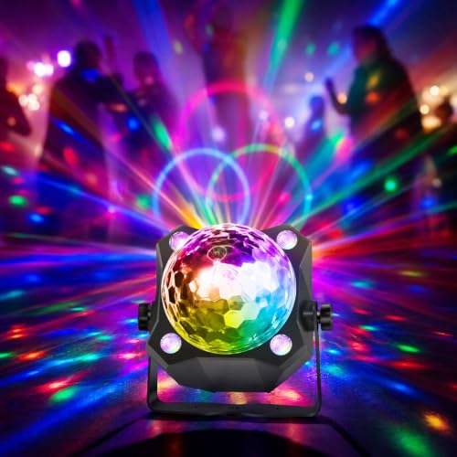 Image of Disco Ball Lamp with Sound Activated Strobe Light and Remote Control, Party Lights Kit for Home Karaoke, Club, Wedding Events