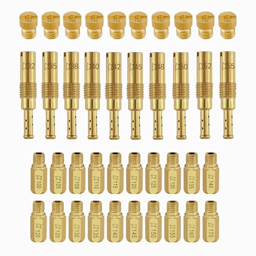 Keihin Vergaser Düsen Kit Vergaser Ersatzdüsen enthalten 30 Stück M5 Hauptdüsen und 10 Stück M6 Langsame Pilotdüsen Kompatibel mit PWK OKO CVK KOSO PE PWM für optimale Leistung und Präzision Tuning