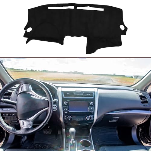 HEROFFIX Dashboard Dash Cover for Nissan-Altima 2007-2012 Interior Dashboard Mat Black Suede Silicone