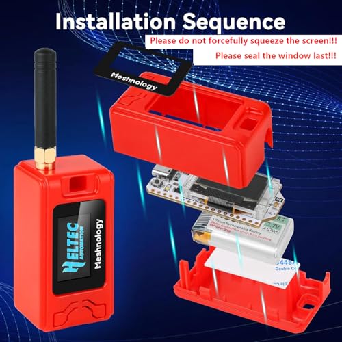 Image of ESP32 LoRa V3 Development Board + 1100mAh Battery + Protect Case + USB Charger Cable Set - with 915MHz Antenna and SX1262 LoRa V3 Devices for Meshtastic Arduino LoRawan IOT (N30,4-in-1,Red)