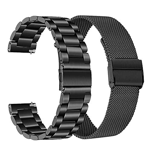 FitTurn Wrist Strap Compatible for FILIEKEU I9/Basznrty S52 Smart Watch for Men, Replacement Metal Watch Bands for FILIEKEU I9/Basznrty S52 Smart Watch Stainless Steel Bracelet Adjustable Belt Loop (2