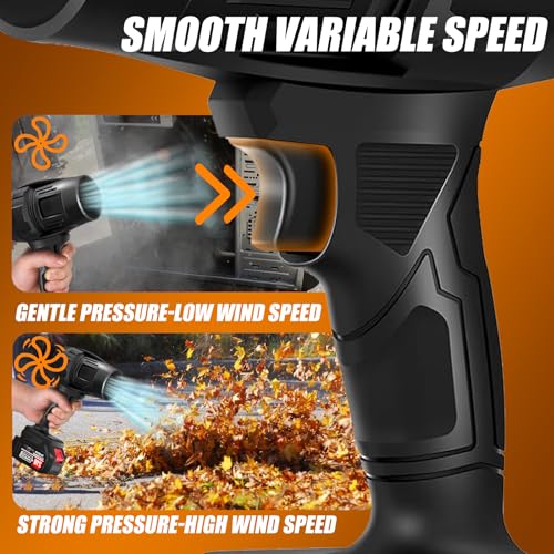 Image of Leaf Blower Cordless with 2 x 4.0Ah Battery and Charger, 600,000 RPM Turbo Air Jet Blower, Lightweight Handheld Blower with Adjustable Speed for Patio Cleaning, Lawn Care, Car, Blowing Leaves and Dust