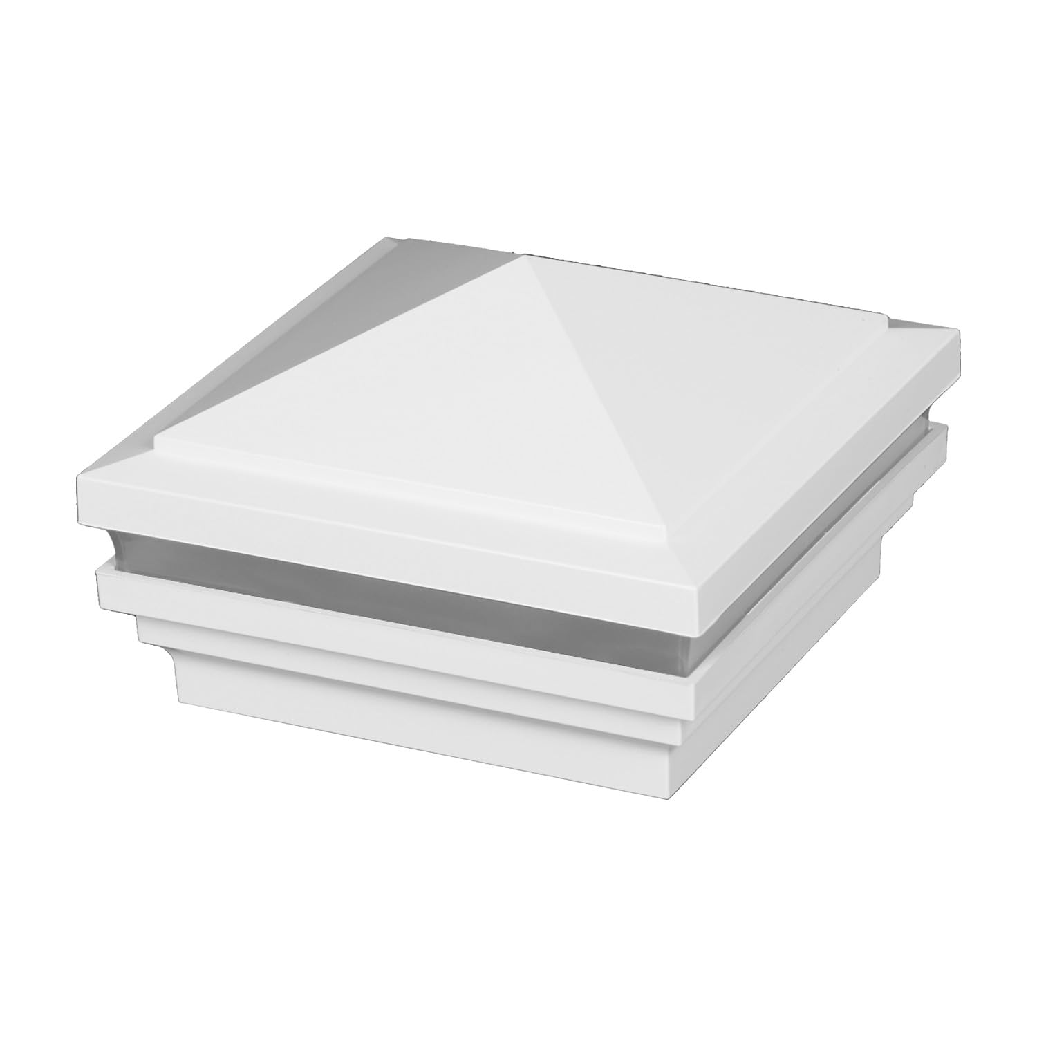 Fiberon - 4x4 pyramid top post cap with clear halo, calm white color-image-30