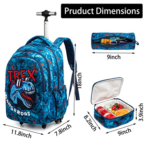 Jasminestar Rolling Backpack for Girls 18inch with Lunch Bag and Pencil Case, Lightweight School Bookbags for Boys and Girls2