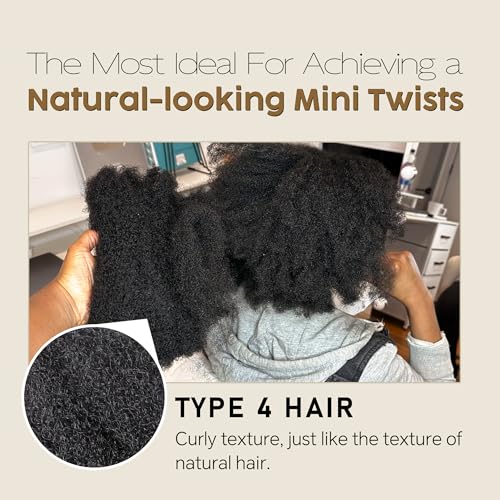 Afro Kinkys Bulk Human Hair -100% Real Human Hair for Mini Twist, Braiding, Loc Extensions & Crochet, Kinky Curly Hair Bundles, Natural Afro Bulk for Dreadlocks(1B, 12Inch) (1B, 12 Inch(Pack of 1)) - Image 3