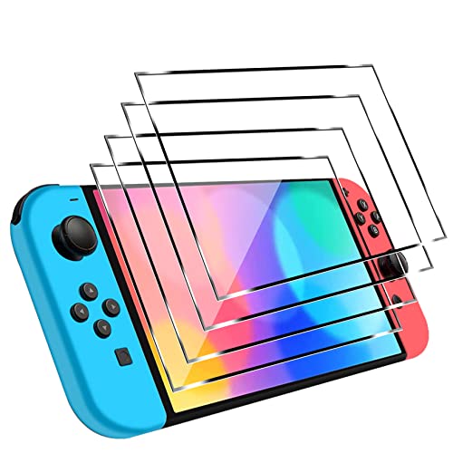 easyBee Panzerglas Schutzfolie [4 Stück] Kompatibel für Nintendo Switch OLED Modell, Displayschutzfolie Glas Anti-Bläschen, Schutzglas Folie und Gehärtete Glasfolie 9H (7-Zoll 2021)