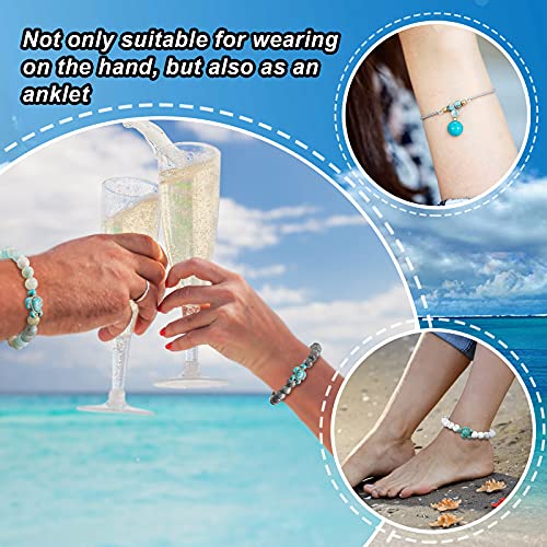 Bonuci Turtle Bracelet 4 Pieces Sea Turtle Beads Ocean Bracelets Natural Stone Turquoise Stretch Bracelet Gifts for Women Men4