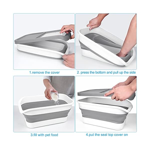 Collapsible Dog and Cat Food Storage Containers with Measure Cup,10-13 LB Folding Pet Food Storage Container, Airtight Kitchen Rice Storage Bin for Grain, Cereal, Dog Food, Cat Food, Coffee, Flour Collapsible Dog and Cat Food Storage Containers with Measure Cup,10-13 LB Folding Pet Food Storage Container, Airtight Kitchen Rice Storage Bin for Grain, Cereal, Dog Food, Cat Food, Coffee, Flour