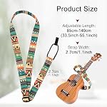 Crochet de sangle Ukulele - Bracelet de guitare ethnique réglable, ceinture de cou avec crochet pour les enfants, les hommes et les femmes