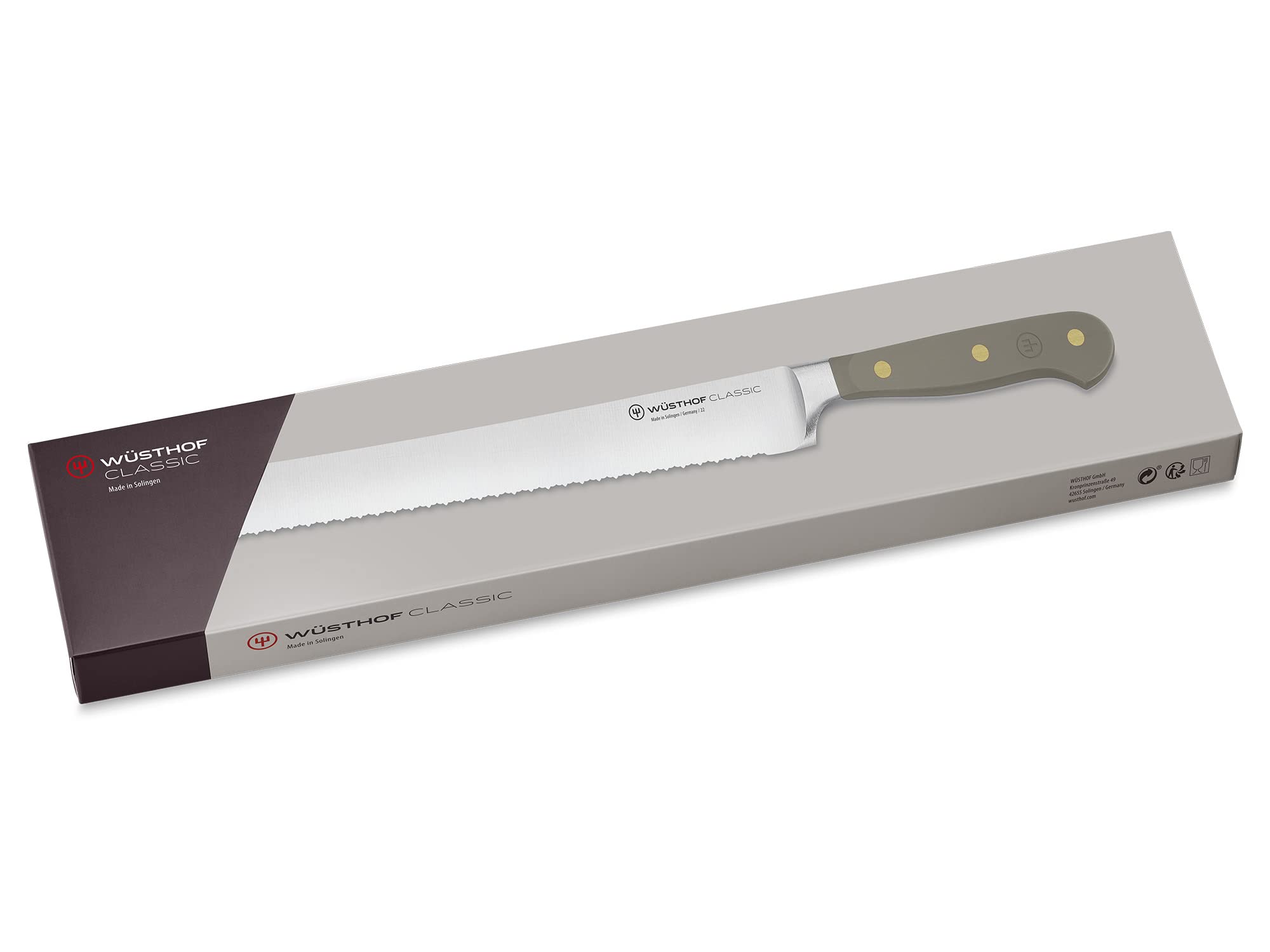 WÜSTHOF Classic cuchillo pan con doble dentado de precisión 23 cm, Velvet Oyster (gris)