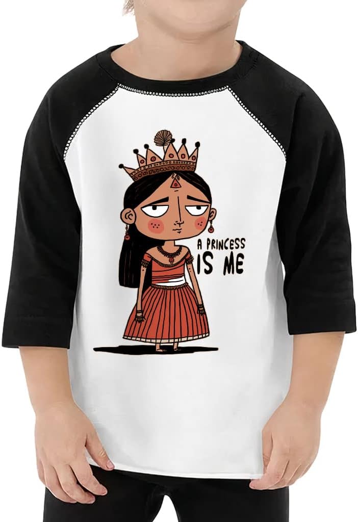 A Princess is Me Toddler Baseball T-Shirt - Art Print 3/4 Sleeve T-Shirt - Princess Kids' Baseball Tee