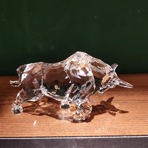 Hozuso Acrylic Wall Street Bull Statue Fengshui Bull Figurine Stock Market Acrylic Lucky Sculpture Home Office Desk Decorative Ornament #TOP5