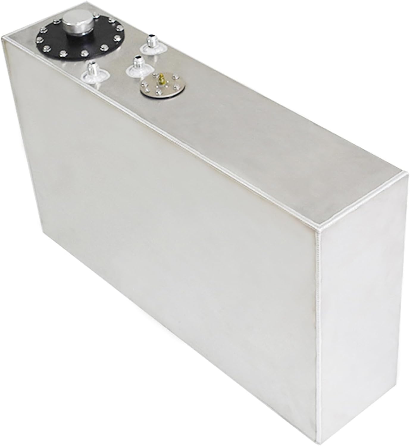 Aluminum 15 Gallon Slim Fuel Cell Fuel Gas Tank & Level Sender Silver Replacement for Hot Rod Street Racing Drift