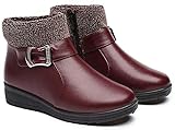  Mujer Botas de Nieve Zapatos Invierno Impermeables Calientes Botine Forradas Cortas Tobillo Boots de Cuero