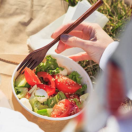 Larciso 6 Pieces Wooden Forks, 9" Korean Style Wood Utensils Set, Kitchen Dinner Fork For Food, Desserts, Salad, Fruit, Wood Cutlery For Travel (Fork) #TOP3