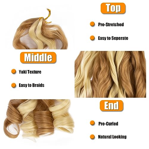 French Curl Braiding Hair 24 Inch 8 Packs French Curl Braids Crochet Hair Extensions (24 inch 27/613#) - Image 3